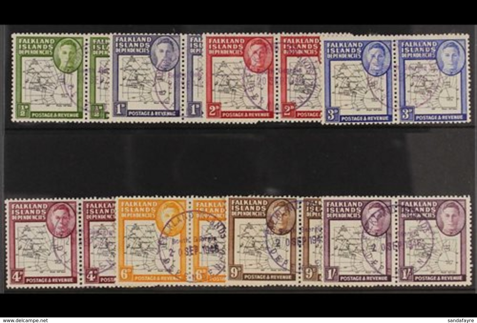 1946-49  "Thick & Coarse" Maps Set Including "Gap In 80th Parallel" Set (in Pairs With Normal), SG G1/8 & SG G1a/8a, Goo - Falkland