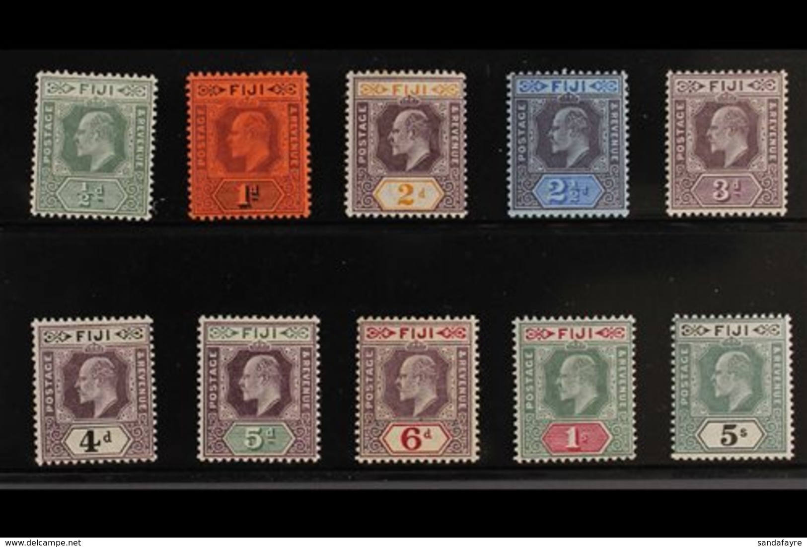 1903  KEVII Complete Set To 5s, SG 104/13, Fine Mint (1s & 5s Are Never Hinged), Very Fresh. (10 Stamps) For More Images - Fiji (...-1970)