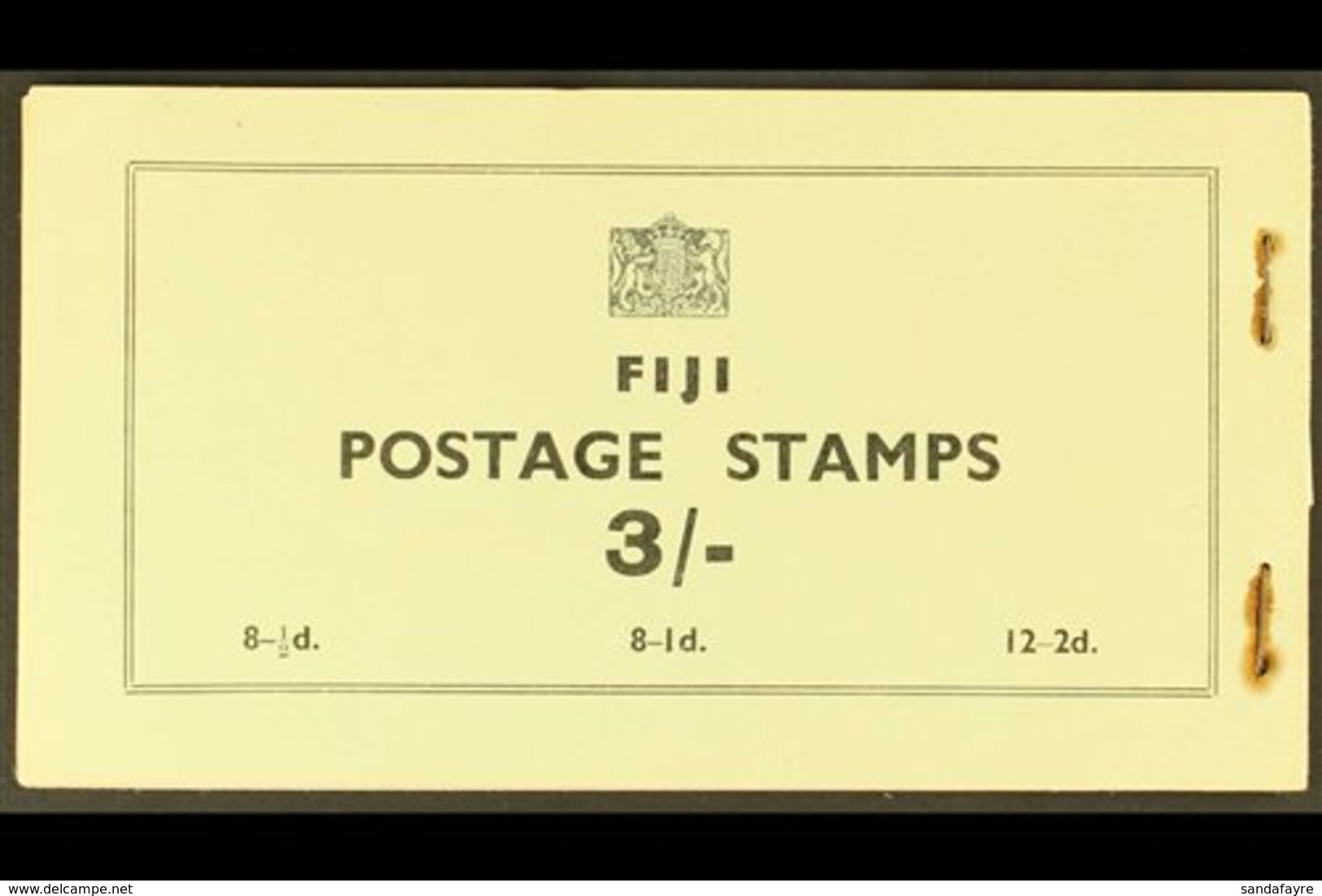 1939-40 BOOKLET.  1939-40 3s Black On Pale Greenish- Buff Cover, SG 3a, Complete With All Four Advertising Pages. Very F - Fiji (...-1970)