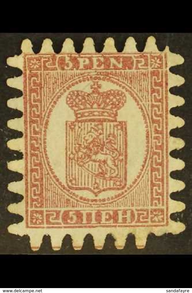 1866  5p Purple-brown On Grey Thin Laid Paper With Roulette Type III (SG 29, Michel 5 Cz, Facit 5 C3), Unused No Gum, Ni - Sonstige & Ohne Zuordnung