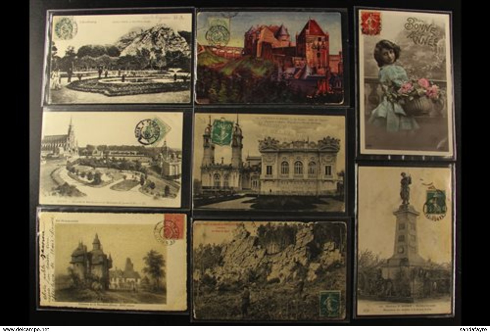 OLD PICTURE POSTCARDS  1904-16 Used Group Of Various Views Etc, All With Stamps On The Front Side. (8 Different Cards) F - Other & Unclassified