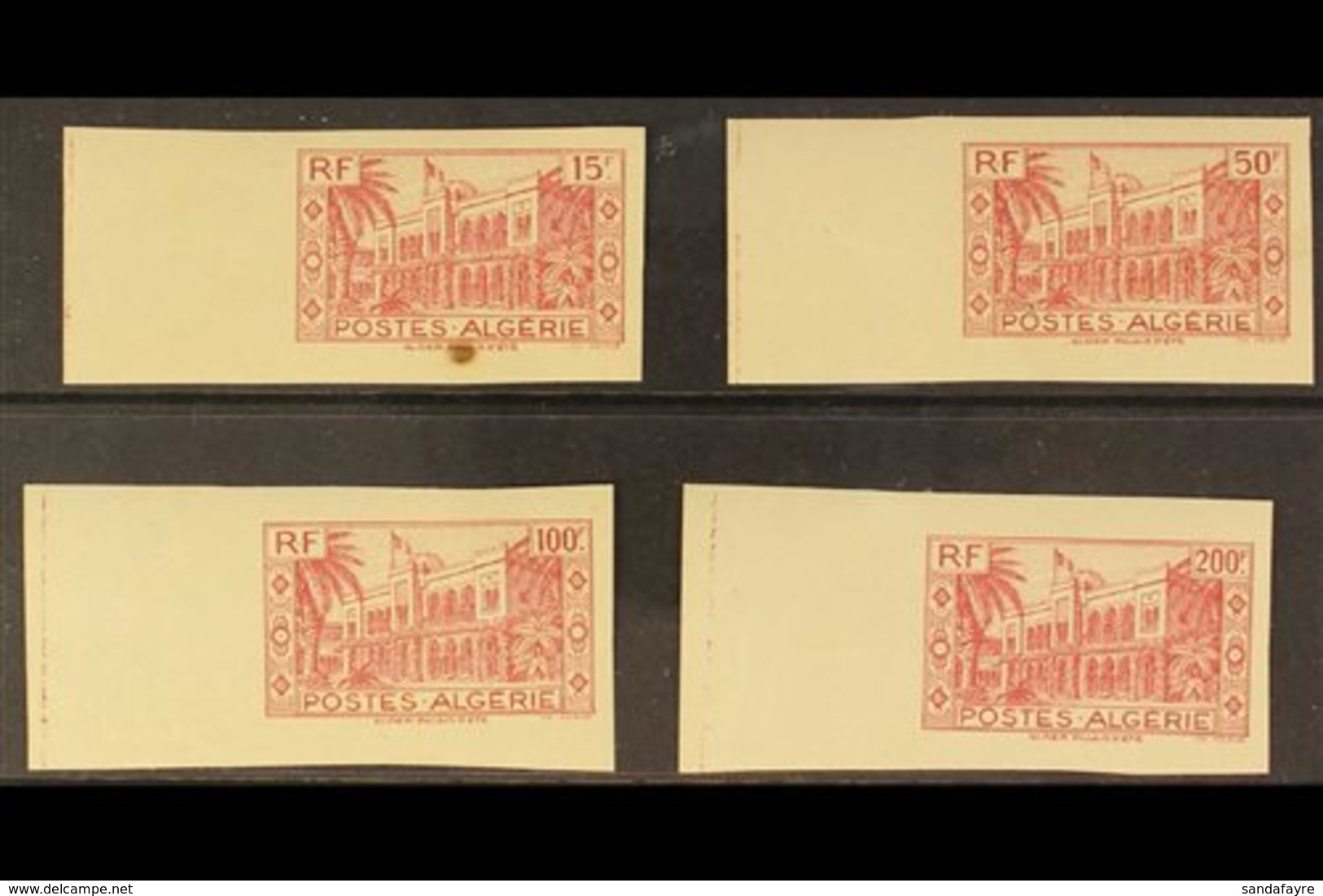 ALGERIA  1944 "Summer Palace" 15f, 50f, 100f And 200f (SG 206 Plus 208/210) As IMPERF COLOUR TRIALS Printed In Red On Gu - Altri & Non Classificati