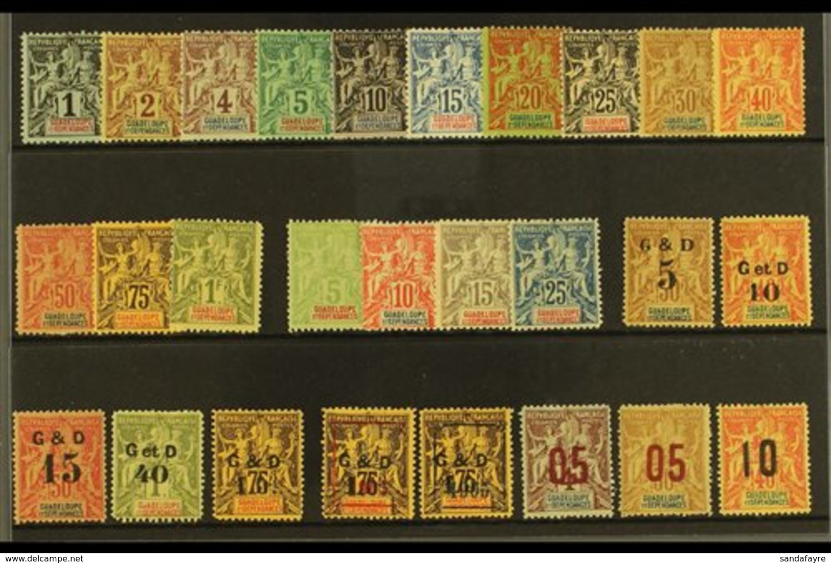 GUADELOUPE  1892-1912 All Different Mint Group With 1892 Set, 1900 Set To 25c, 1903 Basic Surcharge Set Of 5, 1904 1fr O - Altri & Non Classificati