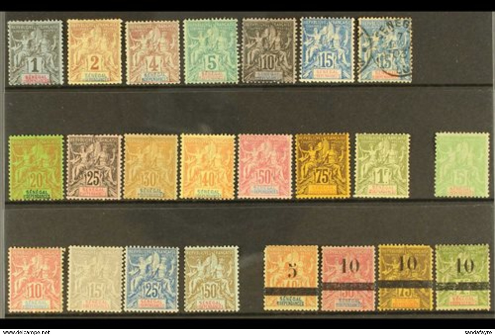 SENEGAL  1892-1903 PEACE & COMMERCE Mint, Used & Unused Complete Collection On A Stock Card. Inc 1892-93 Set, 1900-01 Ne - Other & Unclassified