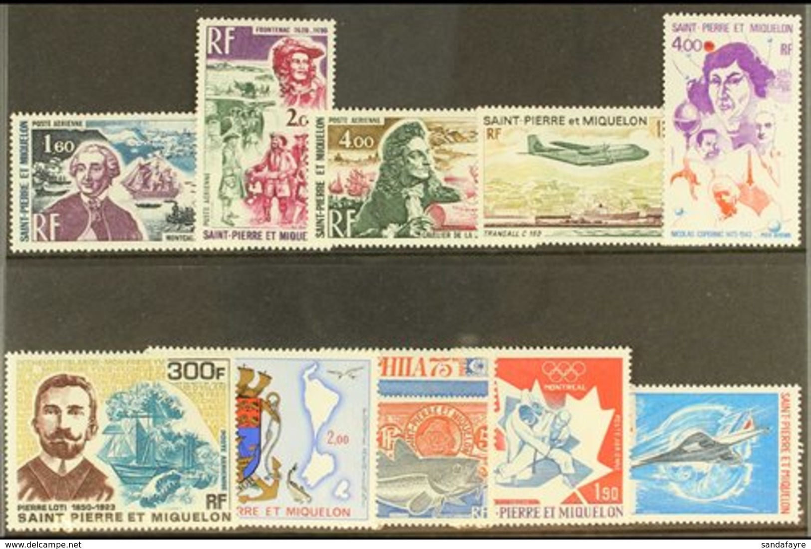 ST-PIERRE ET MIQUELON  1973-76 COMPLETE NHM AIR POST COLLECTION Presented On A Stock Card, Yv 54/62, Never Hinged Mint.  - Other & Unclassified