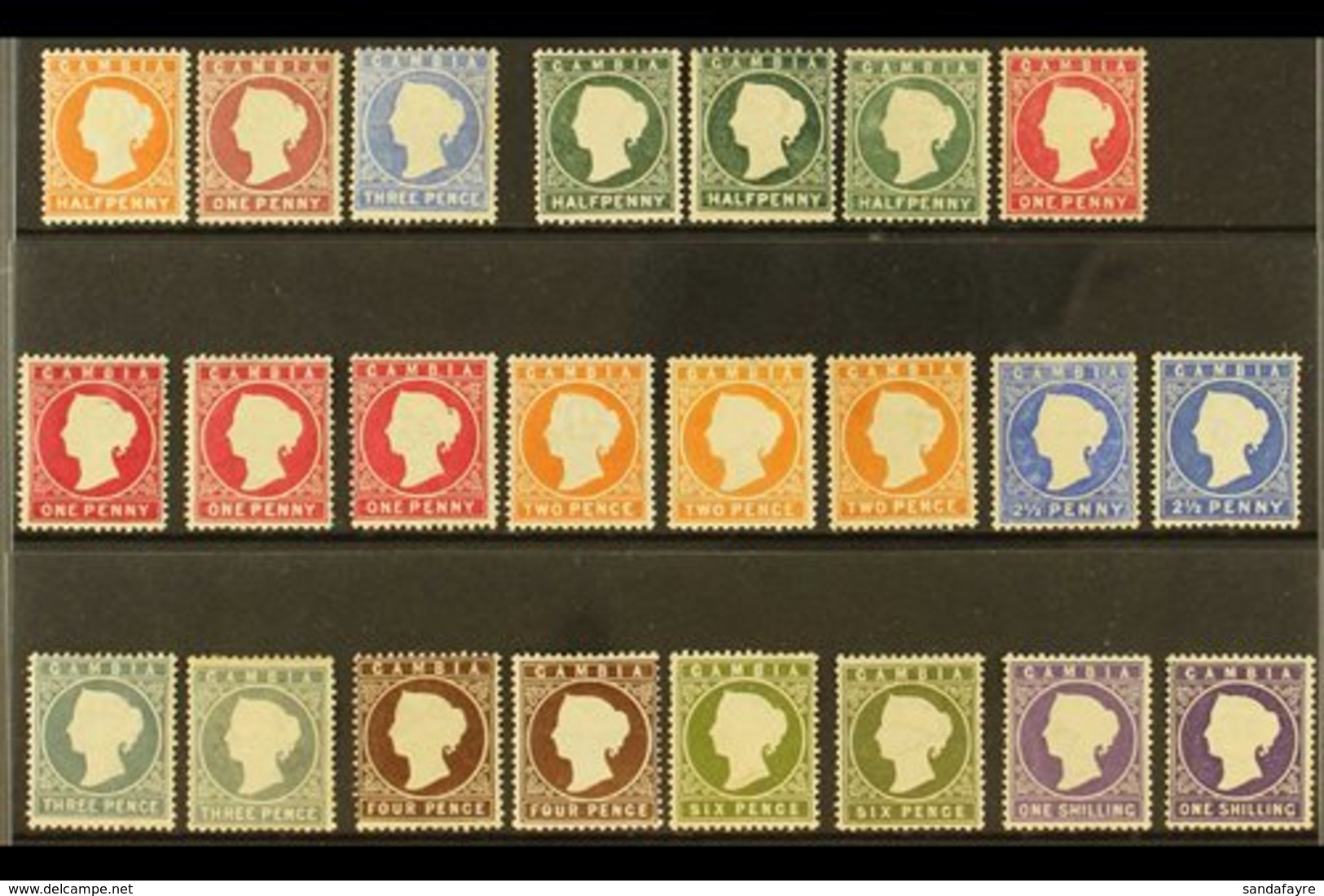 1880-1893 QV MINT SELECTION  Presented On A Stock Card. Includes 1880-81 Upright CC Wmk ½d, 1d & 3d, 1886-93 CA Wmk Side - Gambia (...-1964)