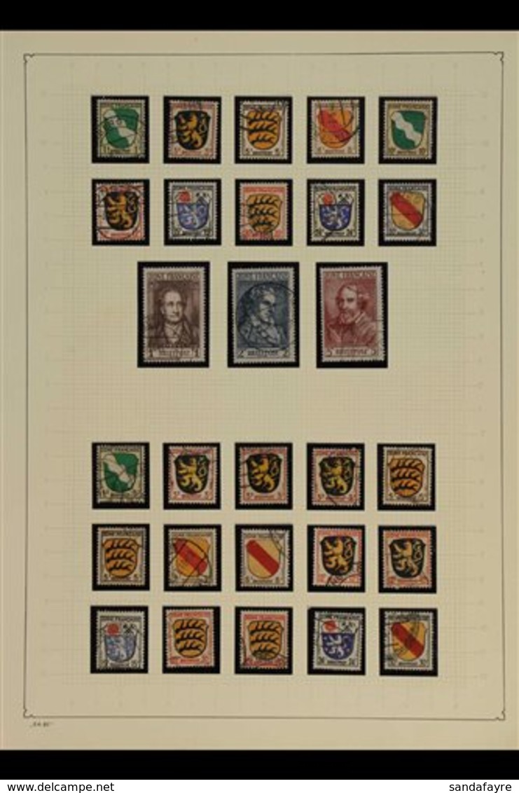 FRENCH ZONE  1945-1949 COMPREHENSIVE VERY FINE CDS USED COLLECTION In Hingeless Mounts On Leaves, Includes GENERAL ISSUE - Other & Unclassified