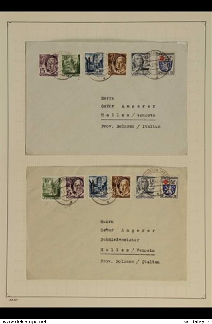 FRENCH ZONE  WURTTEMBERG 1947-1949 Covers Collection On Leaves, Mostly With Multiple Frankings, Includes Registered Item - Other & Unclassified