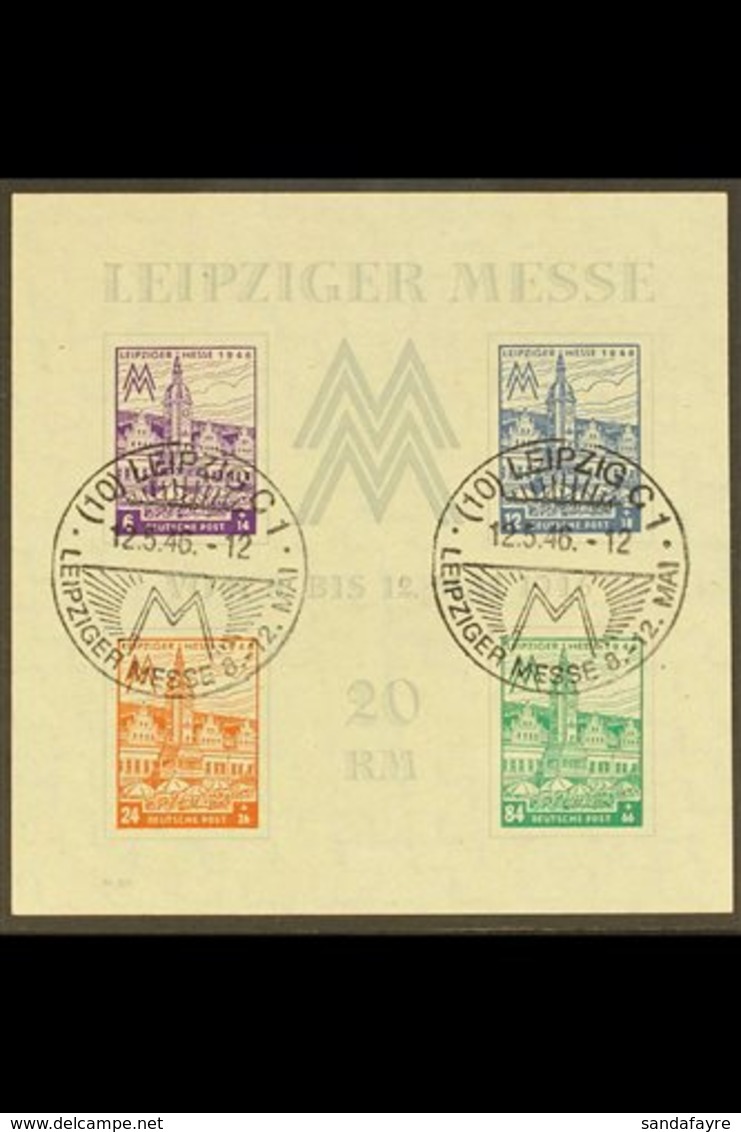 RUSSIAN ZONE  WEST SAXONY 1946 Leipzig Fair Miniature Sheet (Mi Block 5, SG MSRD51), With Leipziger Messe Special Cancel - Other & Unclassified