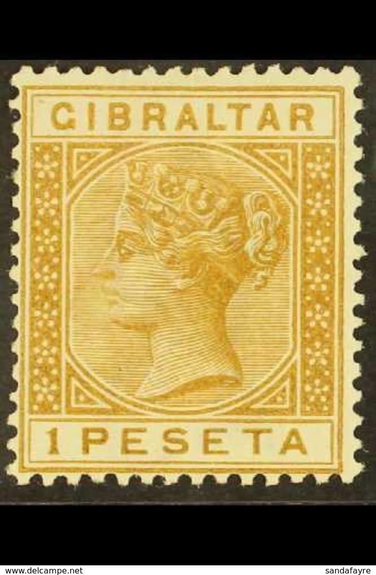 1889-1896  1 Peseta Bistre, SG 30, Fine Mint For More Images, Please Visit Http://www.sandafayre.com/itemdetails.aspx?s= - Gibilterra