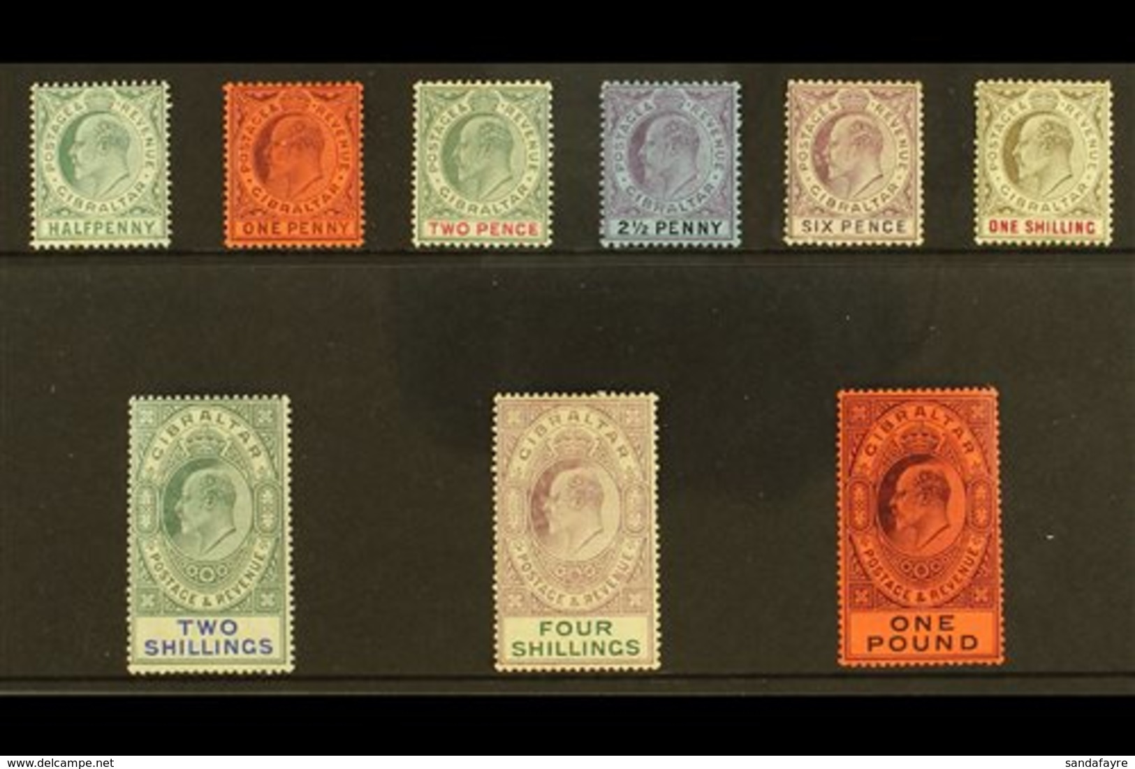 1904-08  KEVII Definitive Set, SG 56/64, Some Tiny Imperfections, Generally Fine Mint, The £1 Value Is Superb With Virtu - Gibilterra