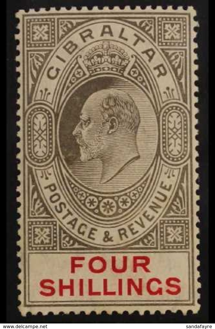 1906-11  KEVII 4s Black & Carmine, SG 73, Very Fine Mint. For More Images, Please Visit Http://www.sandafayre.com/itemde - Gibilterra