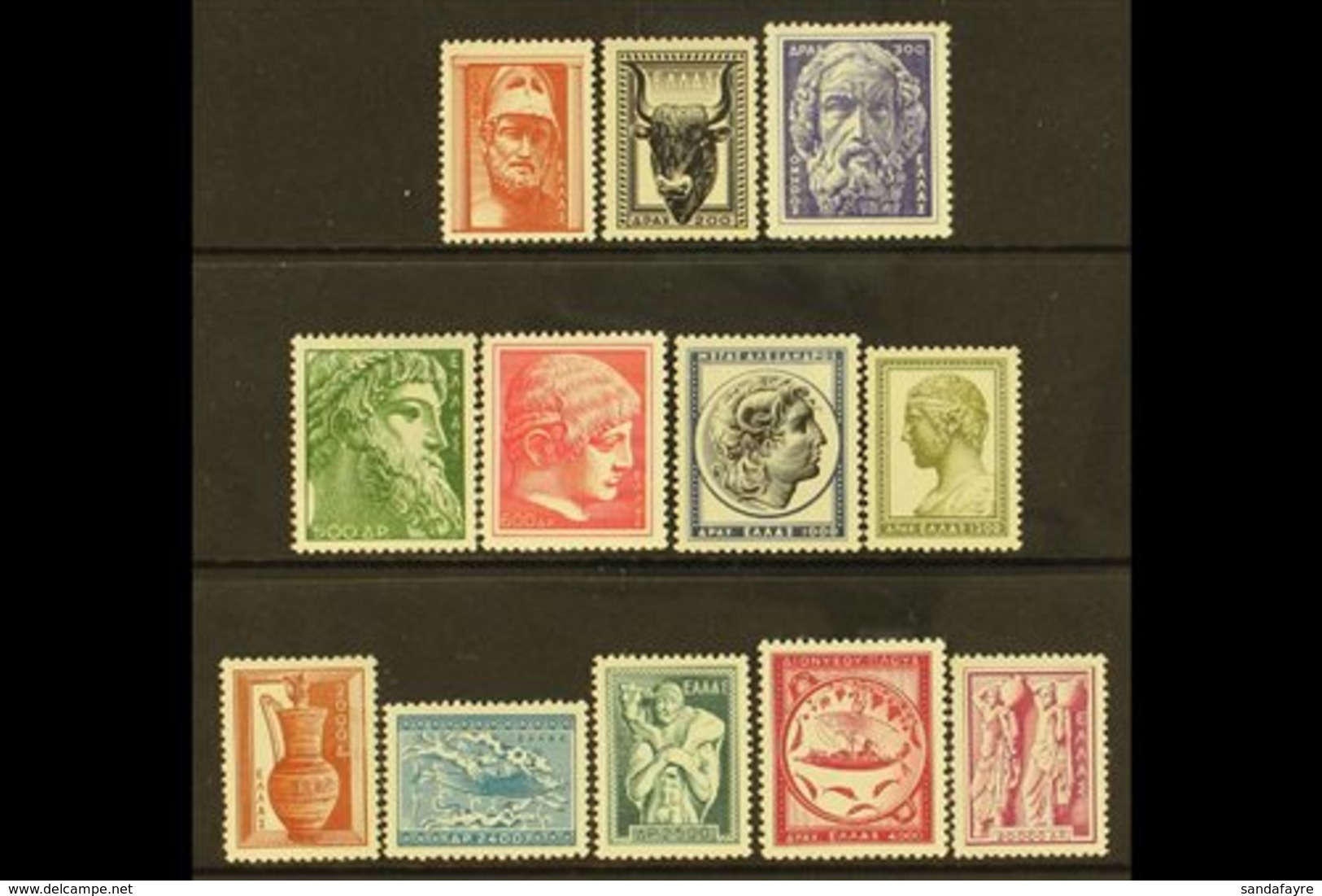 1954  Ancient Greek Art Definitive Set, Mi 603A/614A, SG 713/724, Fine Mint (12 Stamps) For More Images, Please Visit Ht - Altri & Non Classificati