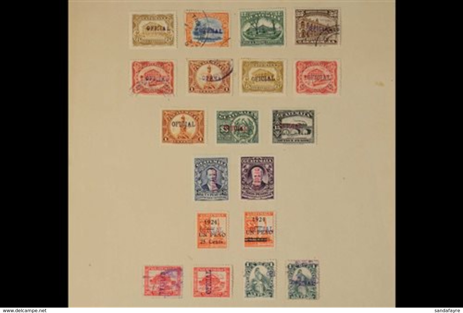 OFFICIALS  LOCAL PERFINS & HANDSTAMPS 1912-1926 Mint & Used Collection Of Various Stamps With "OFICIAL" Perfins (x28) Or - Guatemala