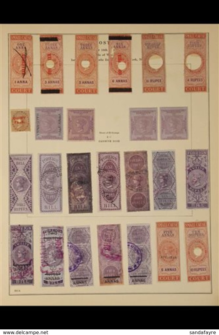 REVENUES  1860's-1910's Interesting Old Time Mostly Used Collection On Pages, Includes COURT FEES Many Overprints On Tal - Altri & Non Classificati
