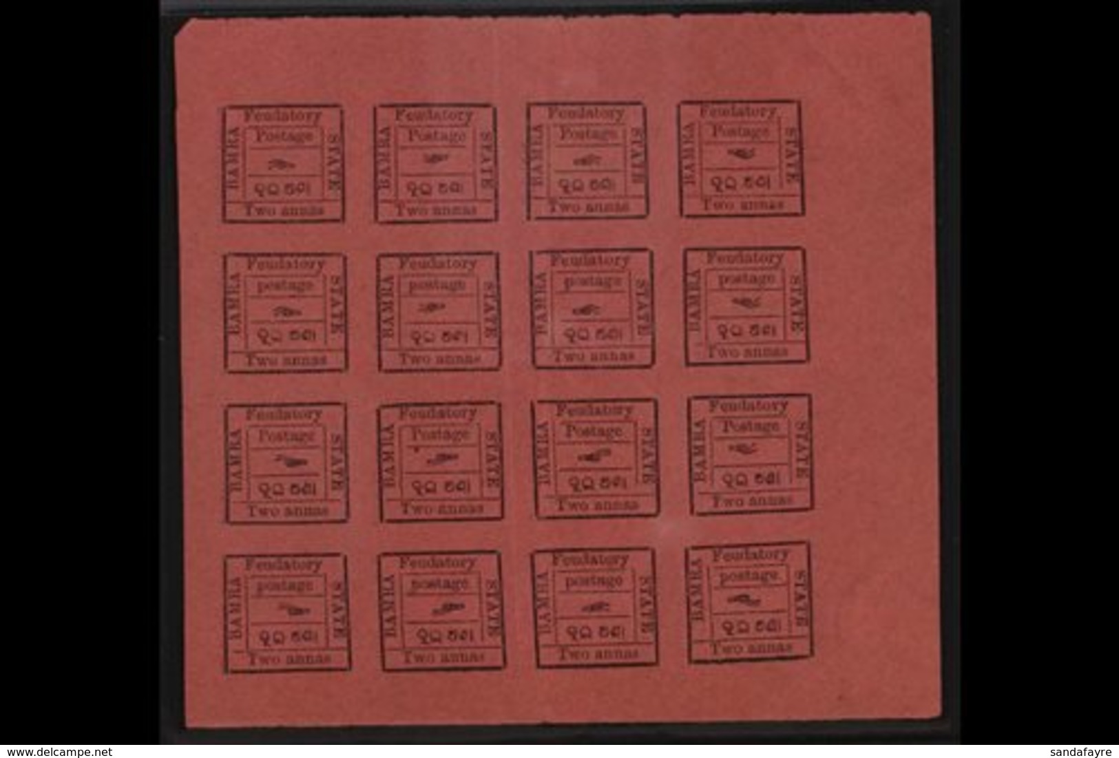 BAMRA  1891-93, 2a Dull Rose, SG 33, COMPLETE PANE Of 16 (4 X 4), Mixed Capital & Lower Case "P" In Postage, Unused & Wi - Other & Unclassified