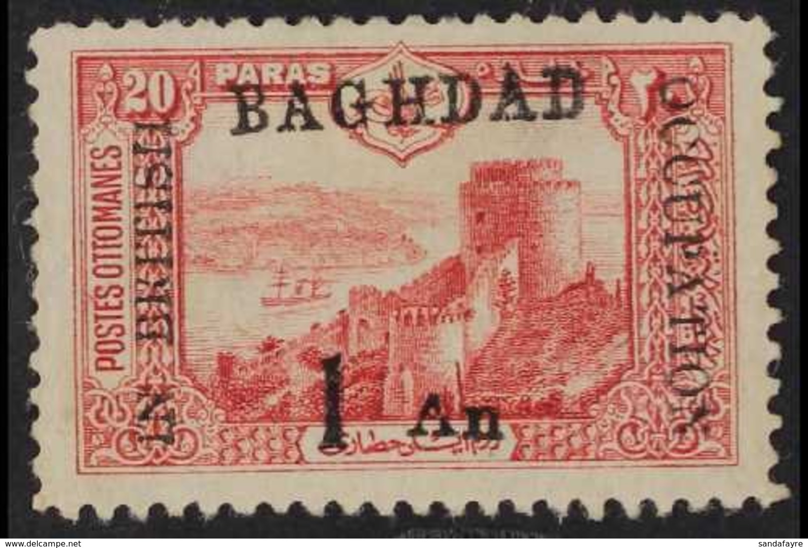 1917  1a On 20pa Red (Castle), SG 5, Mint No Gum. For More Images, Please Visit Http://www.sandafayre.com/itemdetails.as - Irak