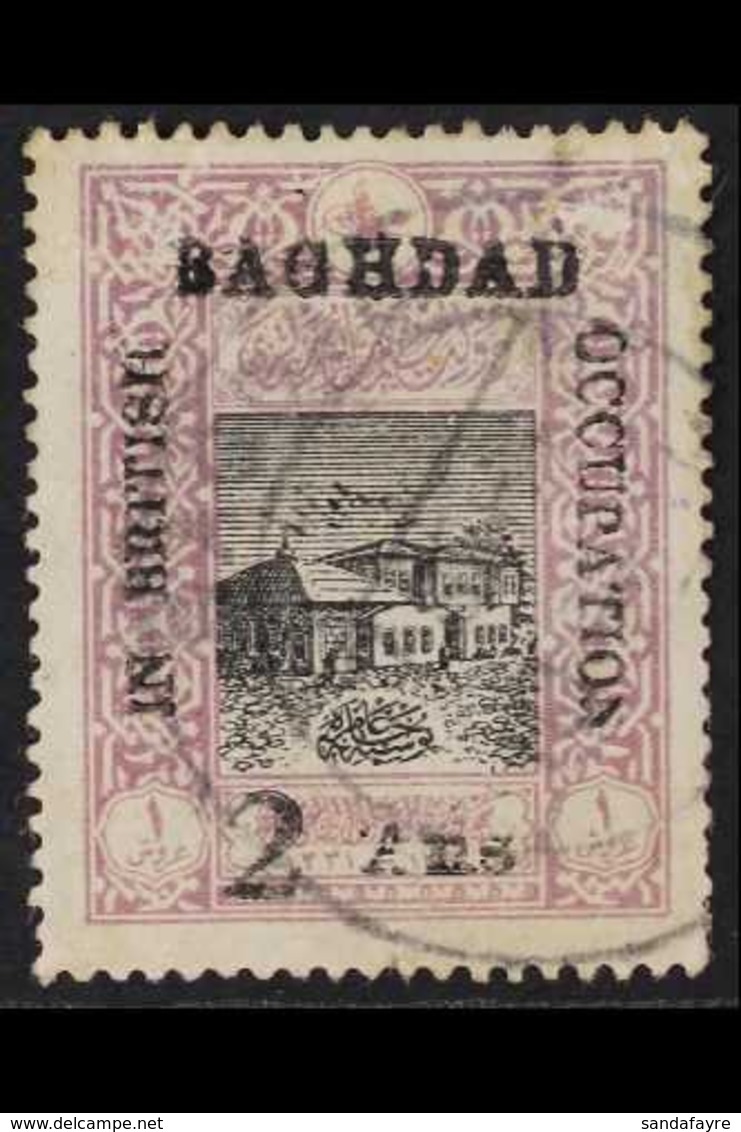 1917  2a On 1pi Black And Violet (Old Post Office) Perf 13½, SG 11b, Very Fine Used. For More Images, Please Visit Http: - Iraq