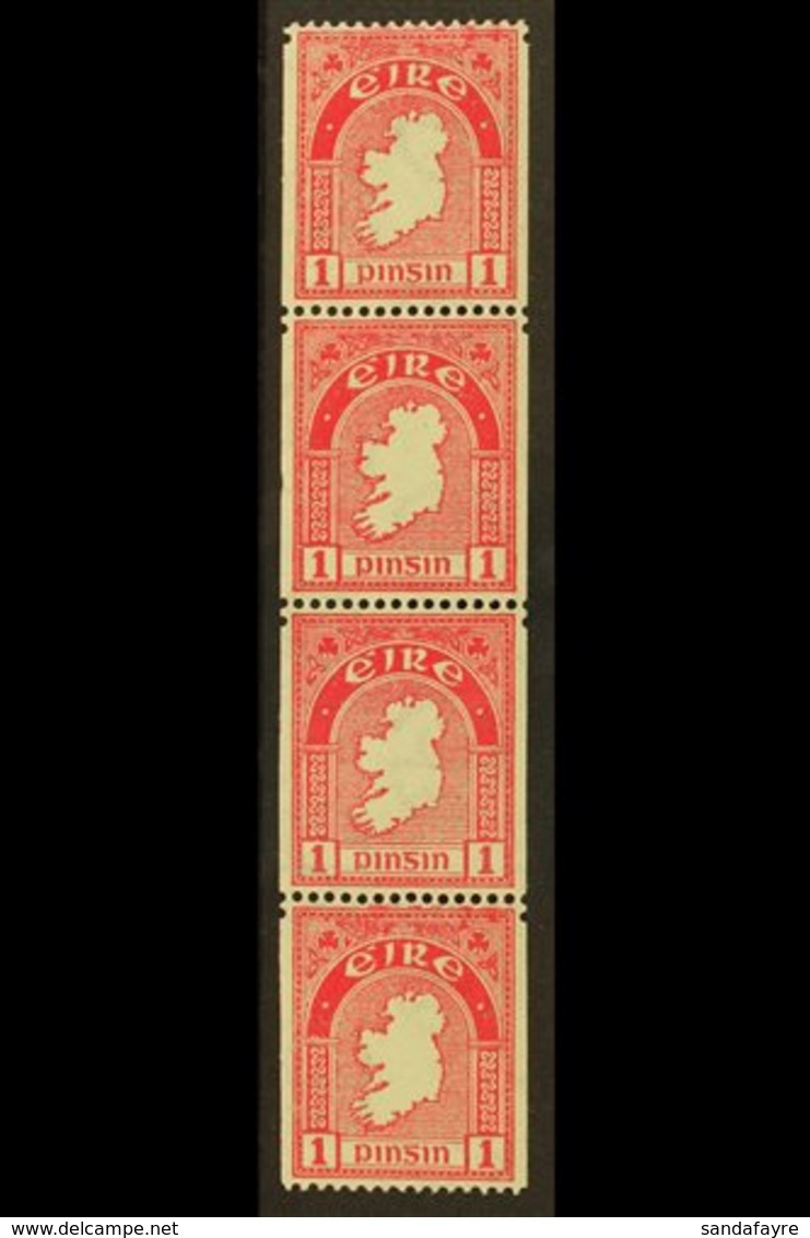 1933 COIL STAMP  1d Carmine, Perf 15 X Imperf (single Perf), Strip Of Four Fine Mint, Two Are Never Hinged, Well Centere - Other & Unclassified