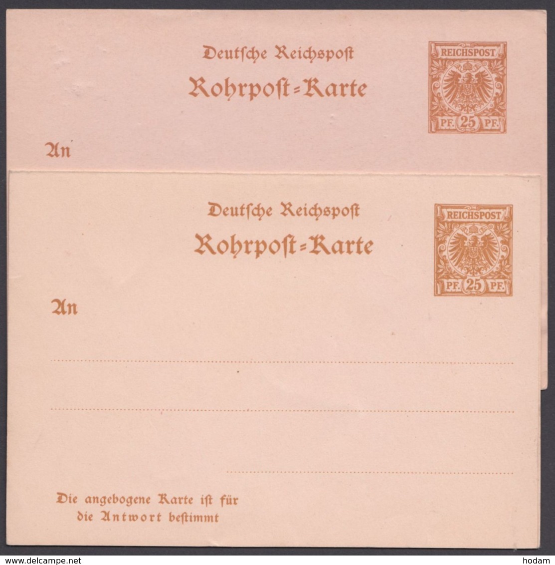 RP 8/9 "Krone/Adler", Beide Rohrpostkarten, Ungebraucht - Briefkaarten