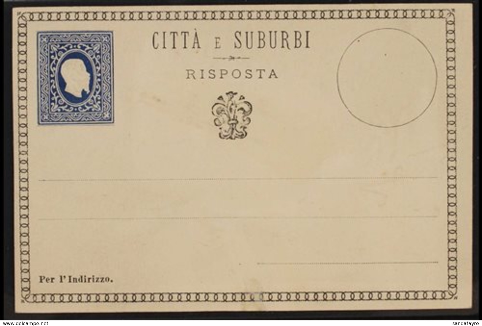 1864 POSTAL CARD ESSAY  Essay For The Reply Section Of A Postal Card For "City And Suburban" Use With A Superb Embossed  - Ohne Zuordnung