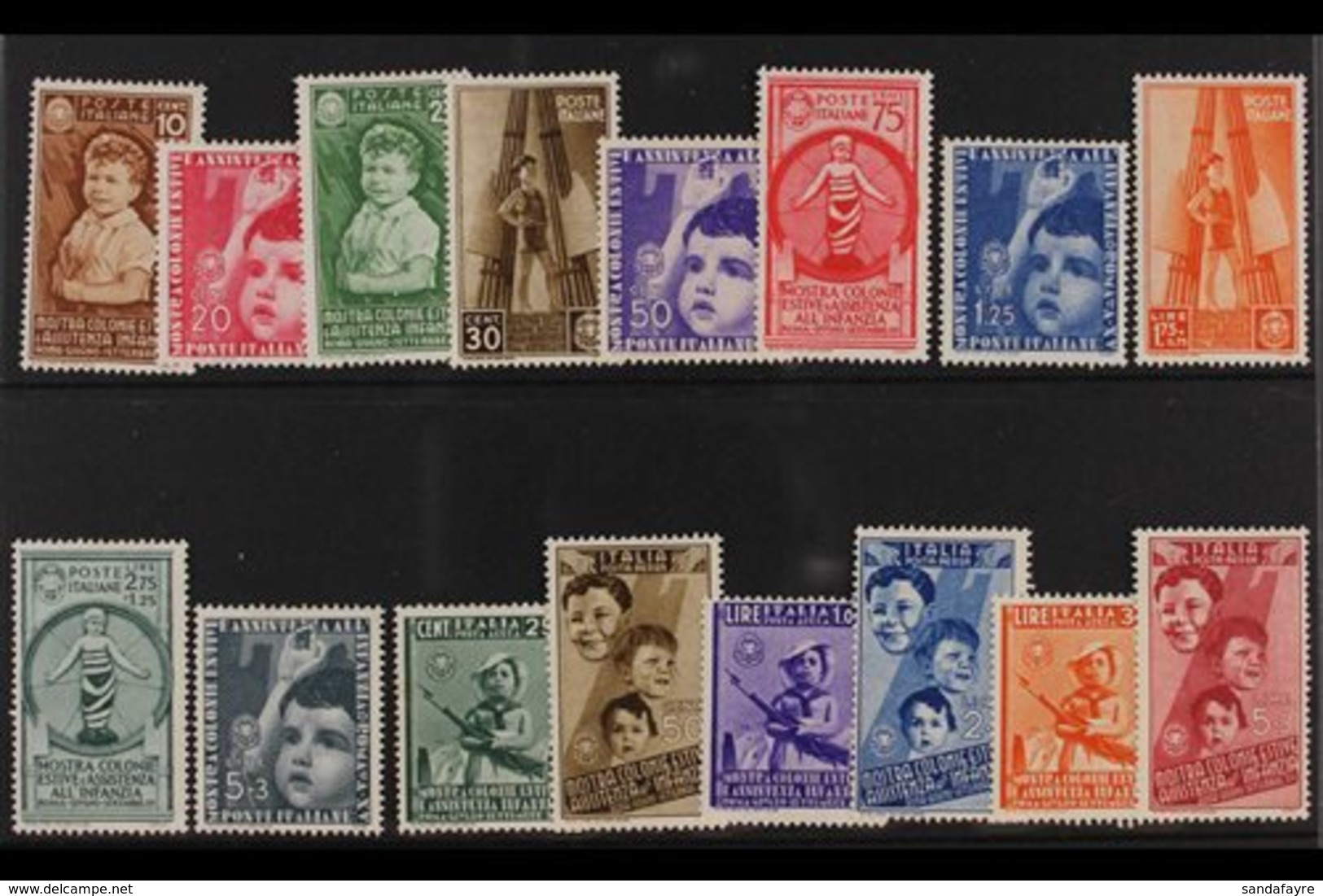 1937  Child Welfare (postage And Air) Complete Set (Sass. S. 88, SG 490/505), Fine Fresh Mint. (16 Stamps) For More Imag - Non Classificati