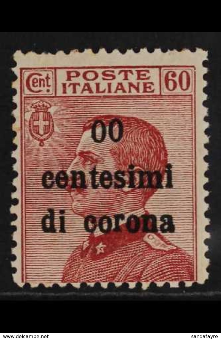 TRENTO & TRIESTE  1919 60c On 60c, Variety "00" For "60", Sass 10L, Mint. Sass €400 For More Images, Please Visit Http:/ - Ohne Zuordnung
