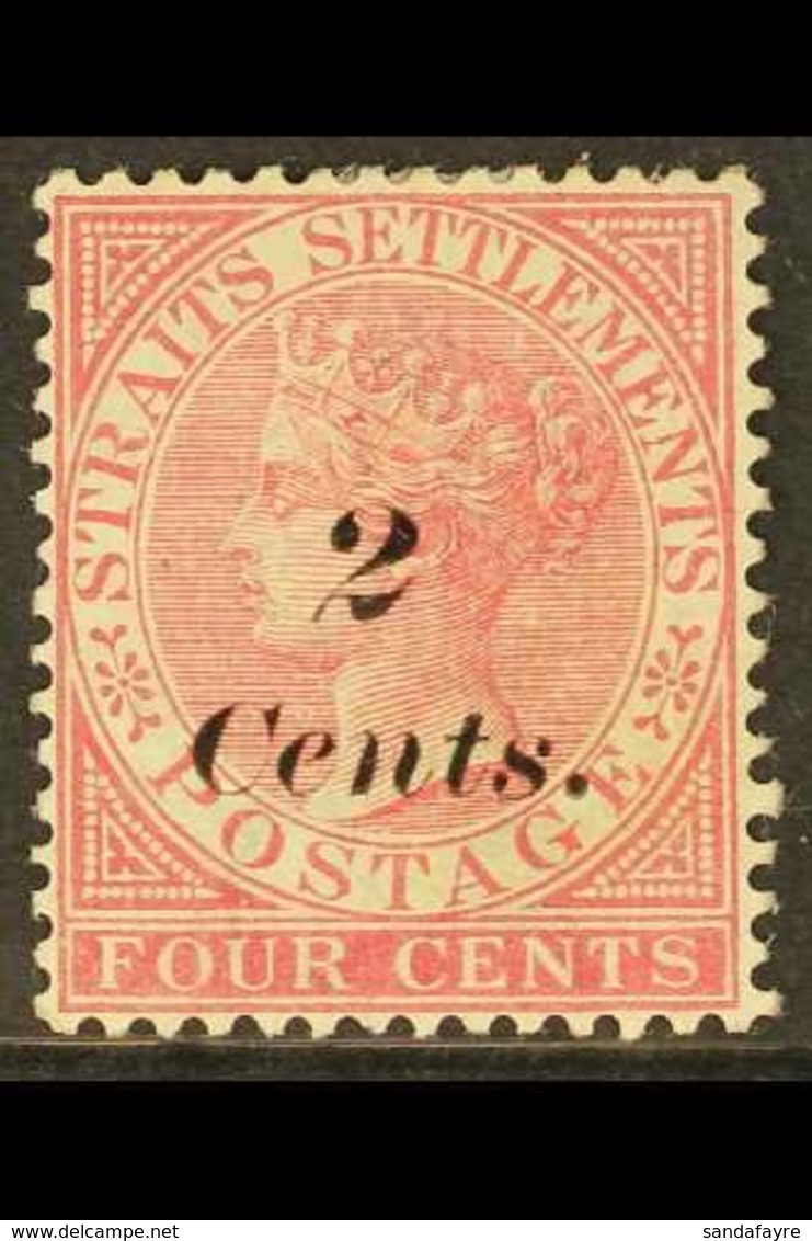 1883  2c On 4c Rose, SG 61, Fine Mint. For More Images, Please Visit Http://www.sandafayre.com/itemdetails.aspx?s=630469 - Straits Settlements