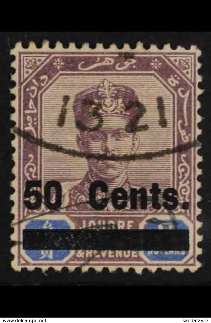 JOHORE  1903 50c On $3 Dull Purple & Blue, SG 56, Very Fine Used For More Images, Please Visit Http://www.sandafayre.com - Other & Unclassified