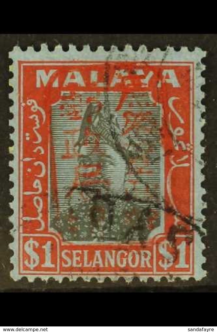 GENERAL ISSUES  $1 Black And Red On Blue Of Selangor Ovptd Single Line Chop In Red, SG J221a, Very Fine Cds Used. For Mo - Altri & Non Classificati