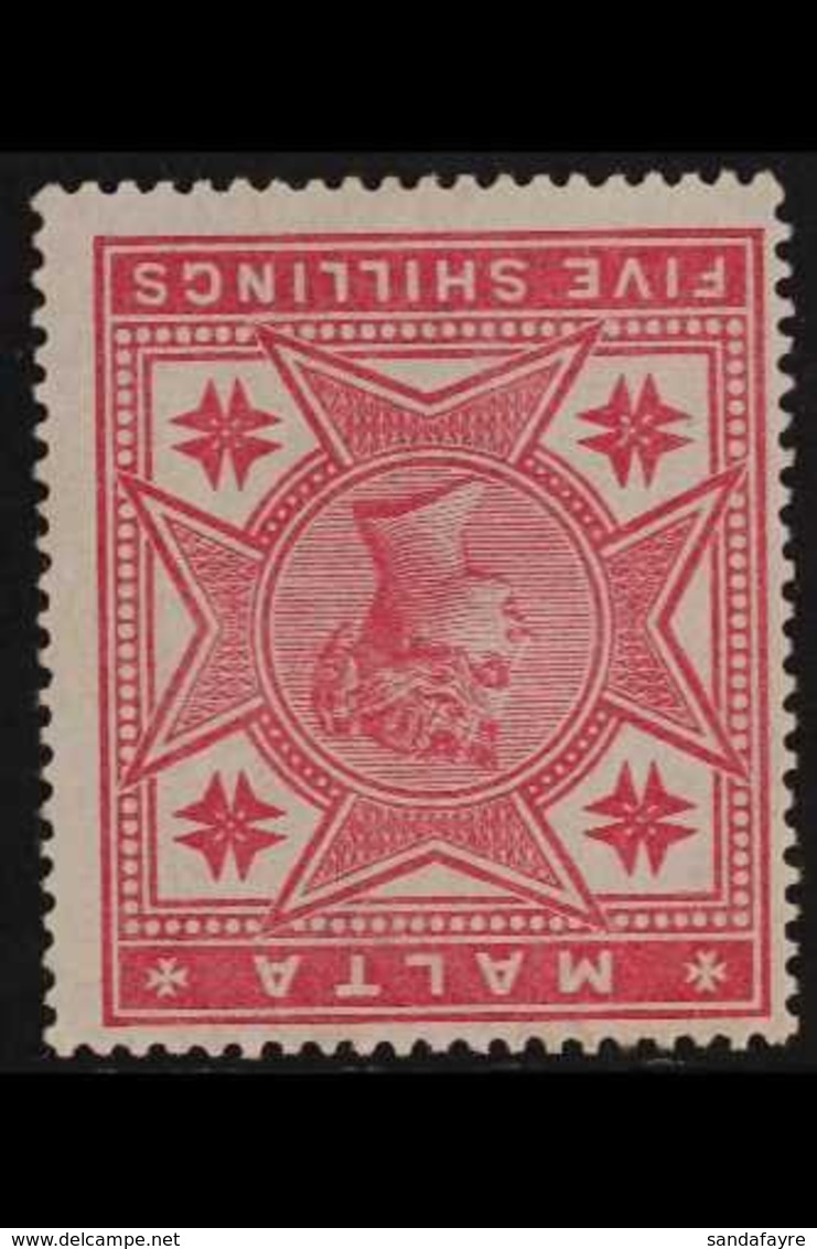 1886  5s Rose, Variety "Wmk Inverted", SG 30w, Very Fine Never Hinged Mint. For More Images, Please Visit Http://www.san - Malta (...-1964)