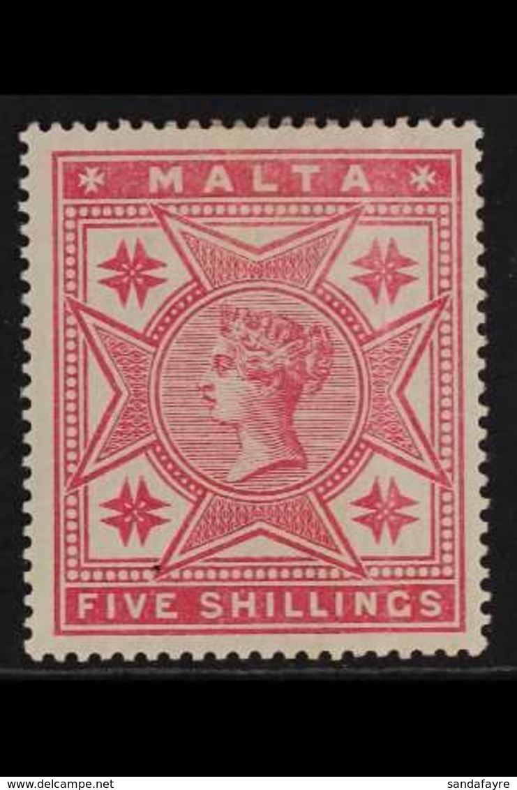 1886  5s Rose, Watermark Crown CC, SG 30, Fine Mint. For More Images, Please Visit Http://www.sandafayre.com/itemdetails - Malta (...-1964)