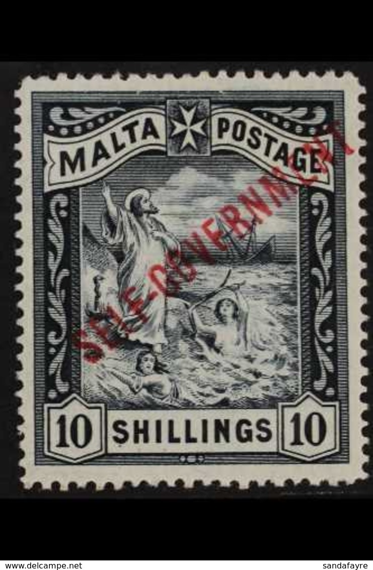 1922  10s Blue Black, Self Government, Variety "broken T", SG 105 Var, Very Fine Mint. For More Images, Please Visit Htt - Malta (...-1964)