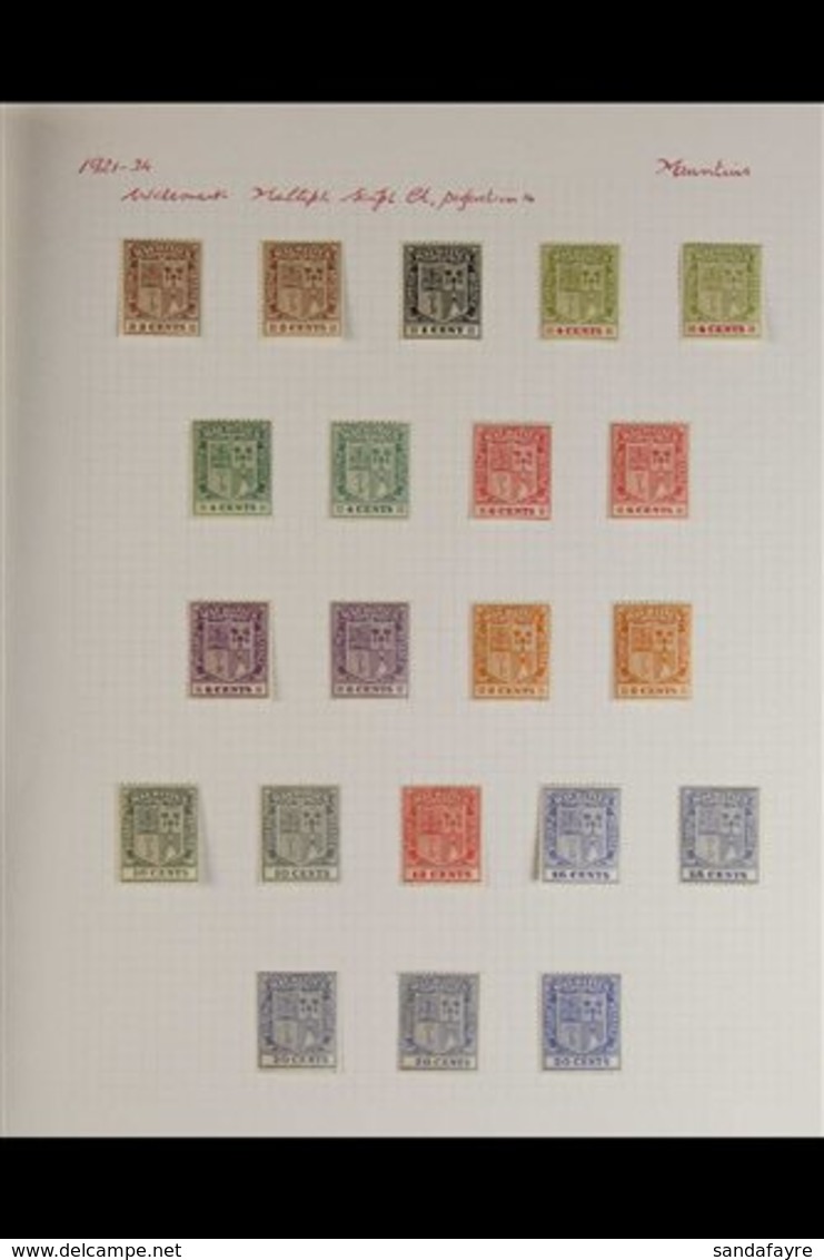 1921-26 ARMS COLLECTION  An Attractive, Very Fine Mint Collection Of "Arms" Issues With Some Shade Variants, Neatly Pres - Mauritius (...-1967)