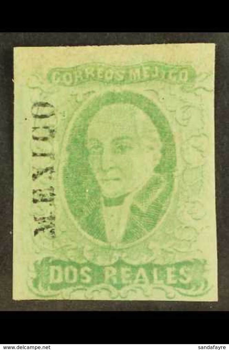 1856  2r Emerald Imperf Hidalgo With District Name, SG 3 Or Scott 3b, Fine Mint With Three Large Margins And Lovely Orig - Mexiko