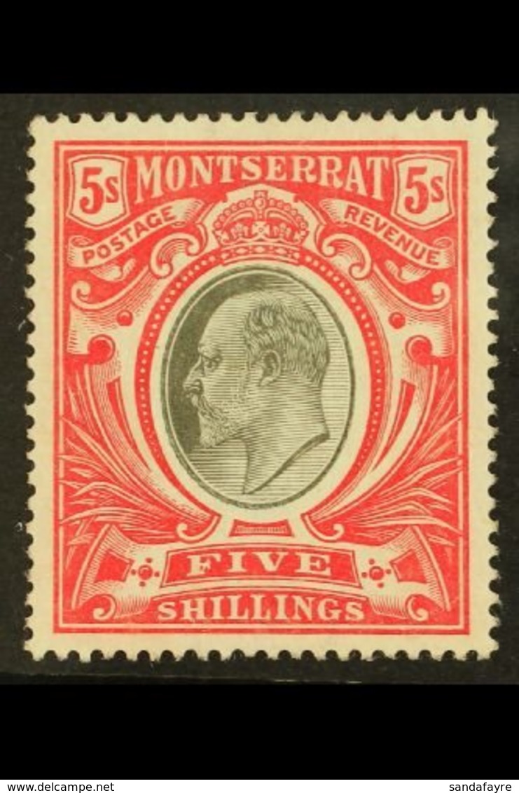 1903  KEVII 5s Black And Scarlet, Wmk Crown CC, SG 23, Very Fine Lightly Hinged Mint. For More Images, Please Visit Http - Montserrat