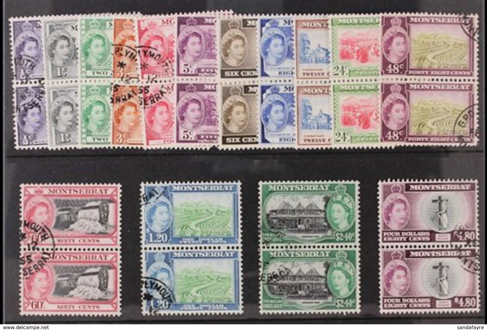 1953-62  Definitives Set, SG 136b/49a, In Vertical Pairs, Very Fine Used. (15 Pairs) For More Images, Please Visit Http: - Montserrat