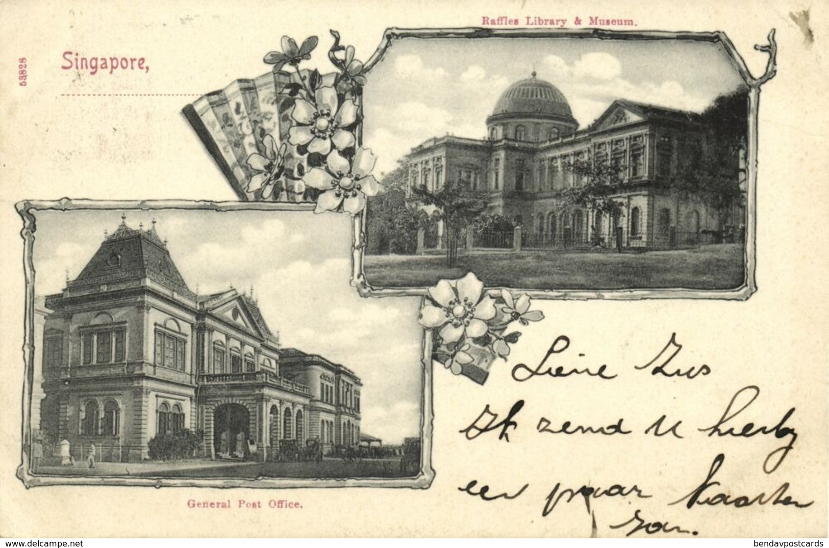 Straits, SINGAPORE, Raffles Library Museum, General Post Office (1903) Postcard - Singapur