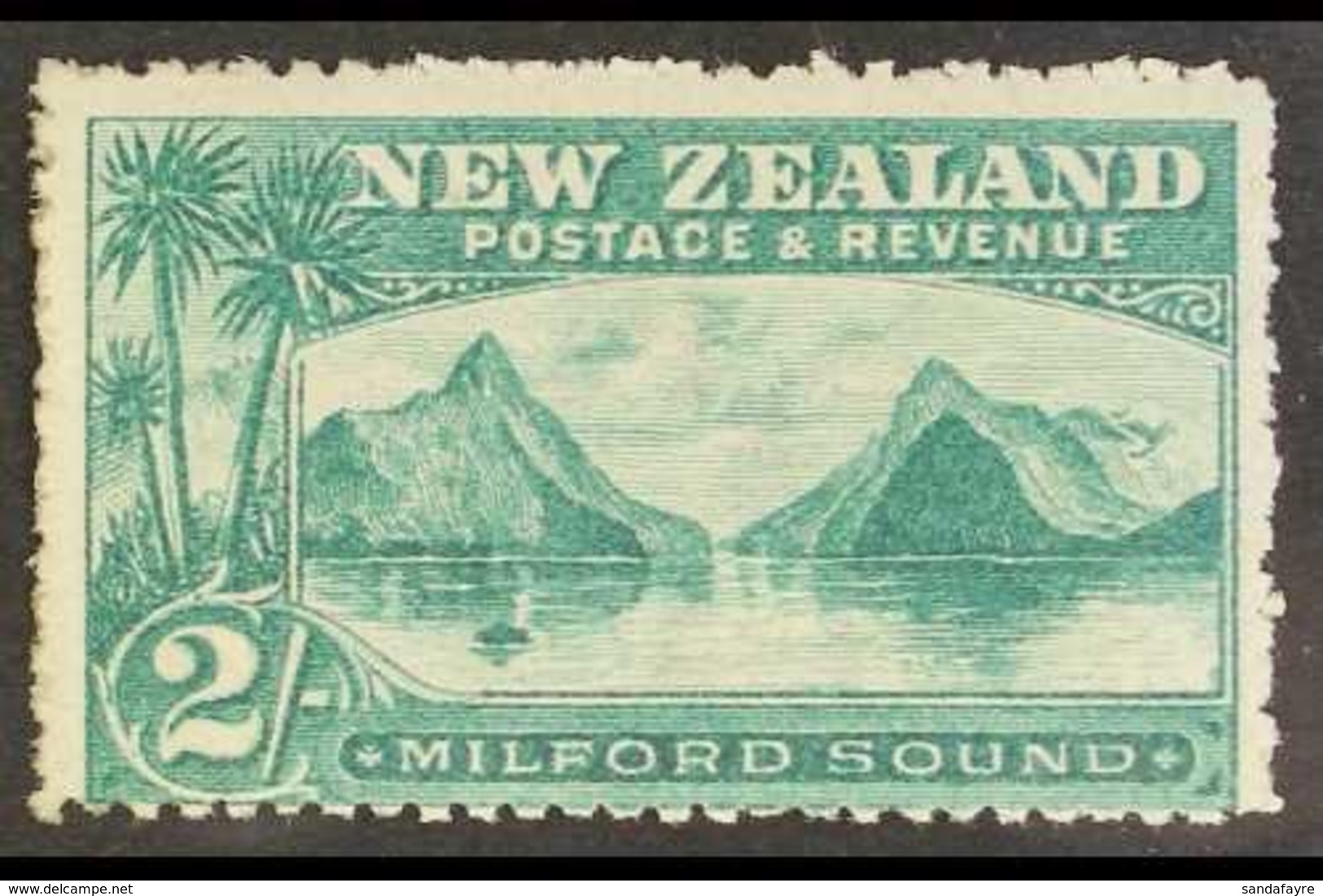 1902/07  2s Blue Green, Perf 14, Milford Sound, SG 328a, Fresh Mint. For More Images, Please Visit Http://www.sandafayre - Andere & Zonder Classificatie