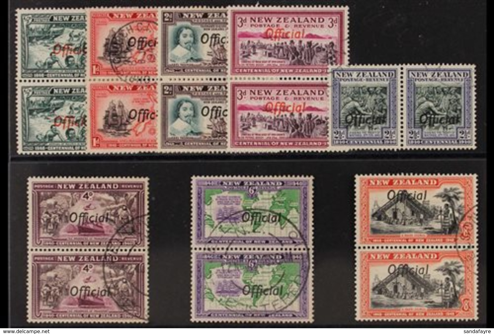 OFFICIALS  1940 Centennial Complete Set Of "ff" JOINED Varieties, SG O141a/O149a, Very Fine Used, Each In A Pair With No - Other & Unclassified