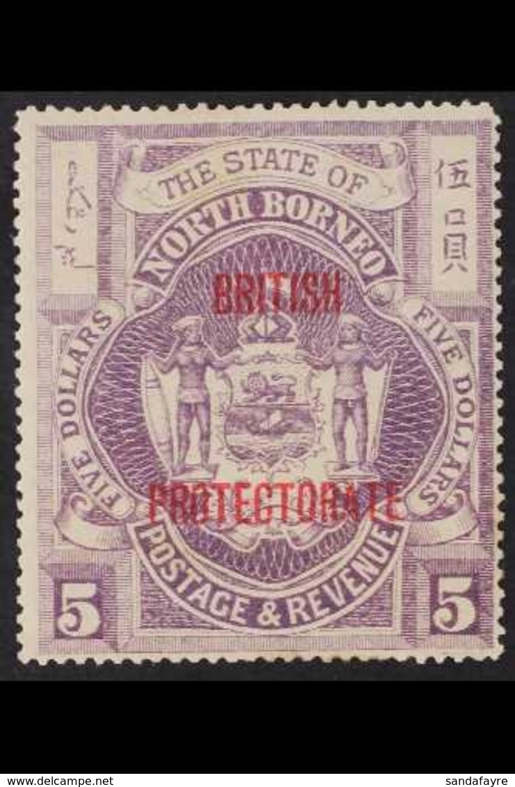 1912  $5 Dull Purple Opt'd "BRITISH / PROTECTORATE", SG 184, Fine Mint With Slight Hint Of Discolouration Near "TH" But  - Nordborneo (...-1963)