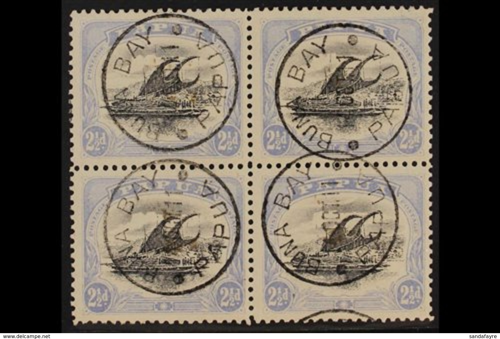 1907-11  2½d Black & Pale Ultramarine Lakatoi Wmk Sideways Perf 11, SG 51a, Fine Cds Used BLOCK Of 4 (positions 17-18 &  - Papua New Guinea