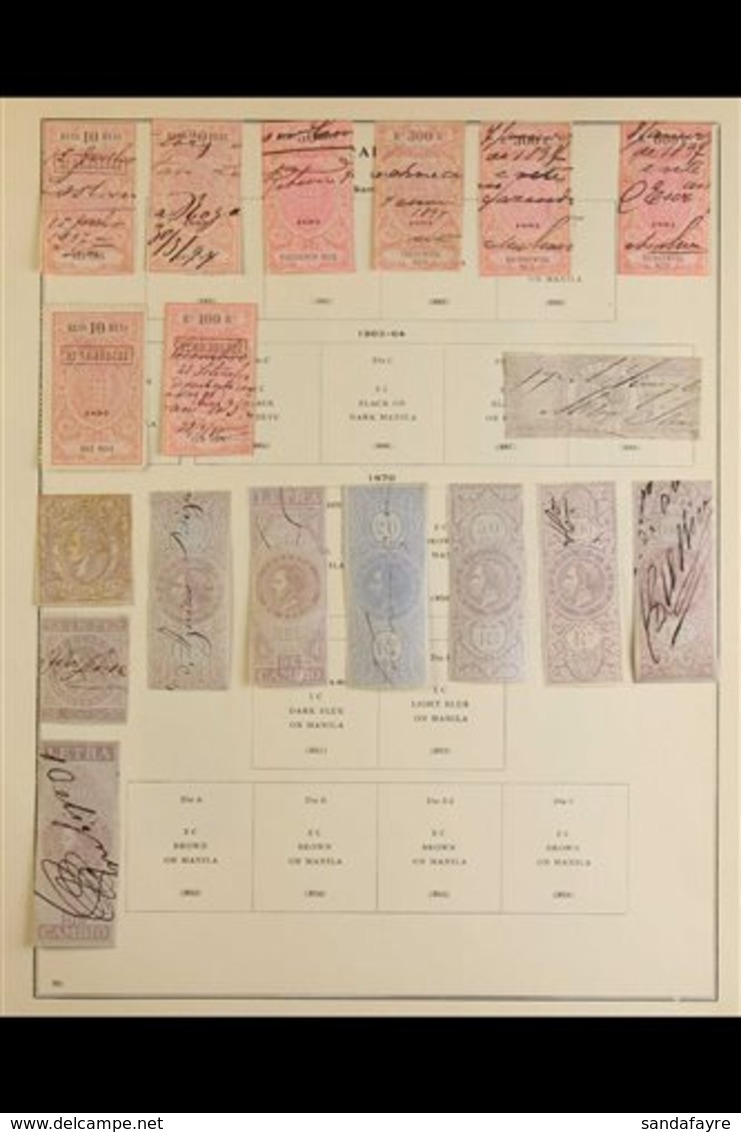 REVENUE STAMPS OF PORTUGAL AND COLONIES  19th / Early 20th Century Collection On Album Leaves. PORTUGAL With Strong Rang - Other & Unclassified