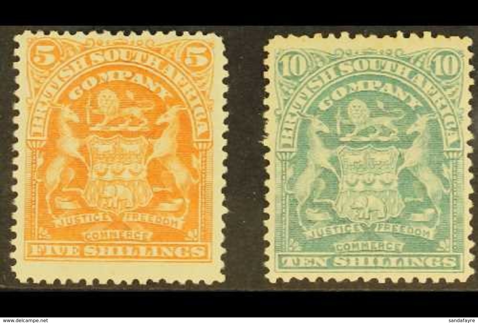 1898  5s Brown Orange And 10s Grey Green Arms, SG 87, 89, Very Fine And Fresh Mint. (2 Stamps) For More Images, Please V - Other & Unclassified