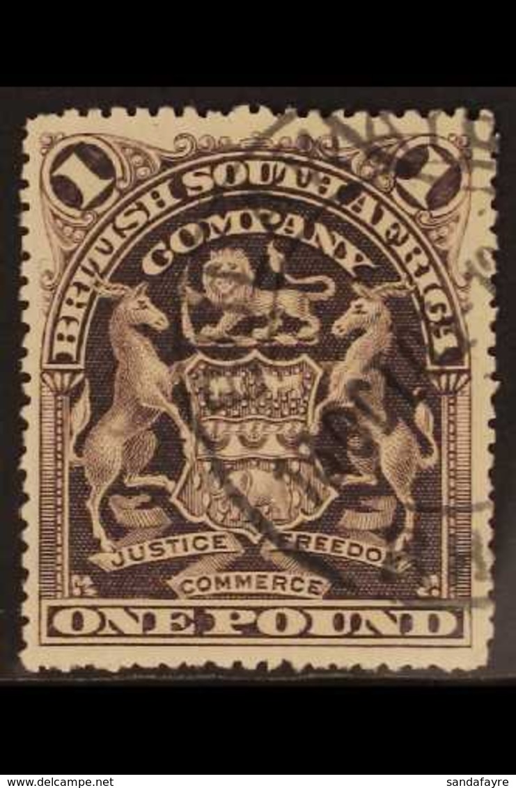 1898-1901  £1 Greyish Red-purple Arms, Perf. 15½, SG 90, Fine Cds Used.  For More Images, Please Visit Http://www.sandaf - Other & Unclassified