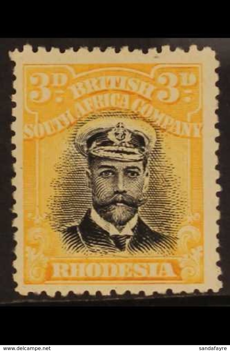 1913-19  3d Black And Yellow Admiral, Die I Perf. 14, SG 210, Fine Mint. For More Images, Please Visit Http://www.sandaf - Other & Unclassified