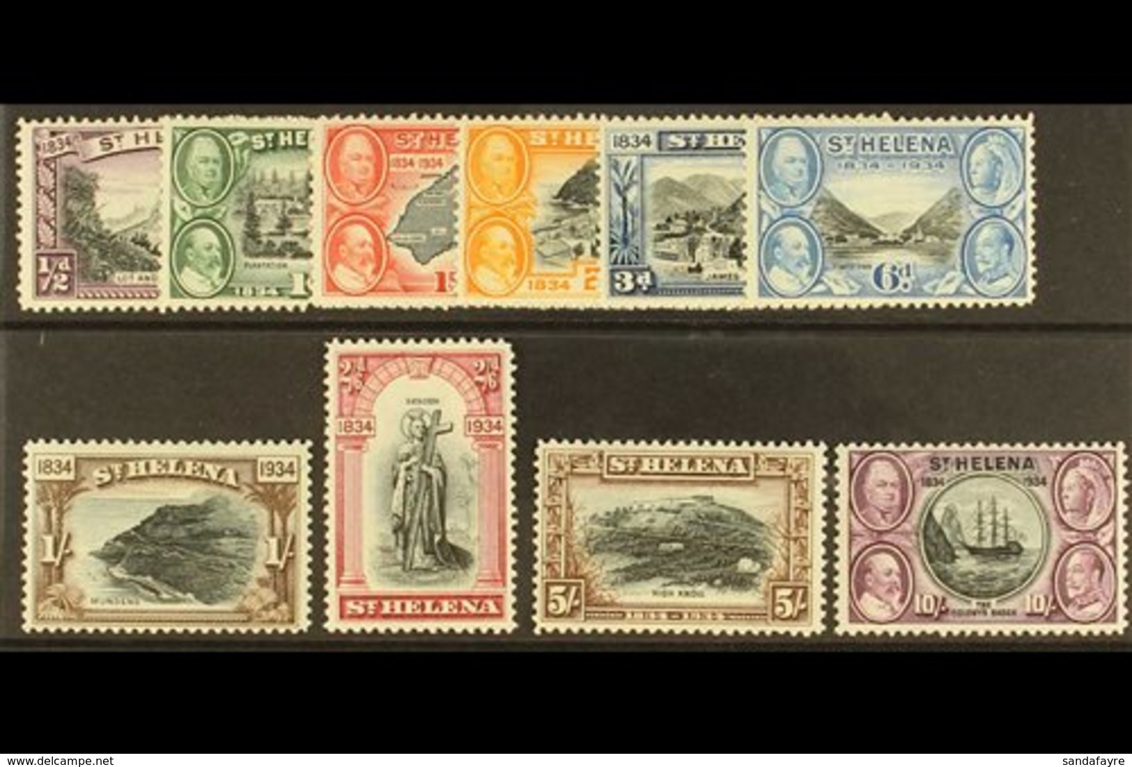 1934  Centenary Set Complete, SG 114/23, Mint Lightly Hinged (10 Stamps) For More Images, Please Visit Http://www.sandaf - Isla Sta Helena