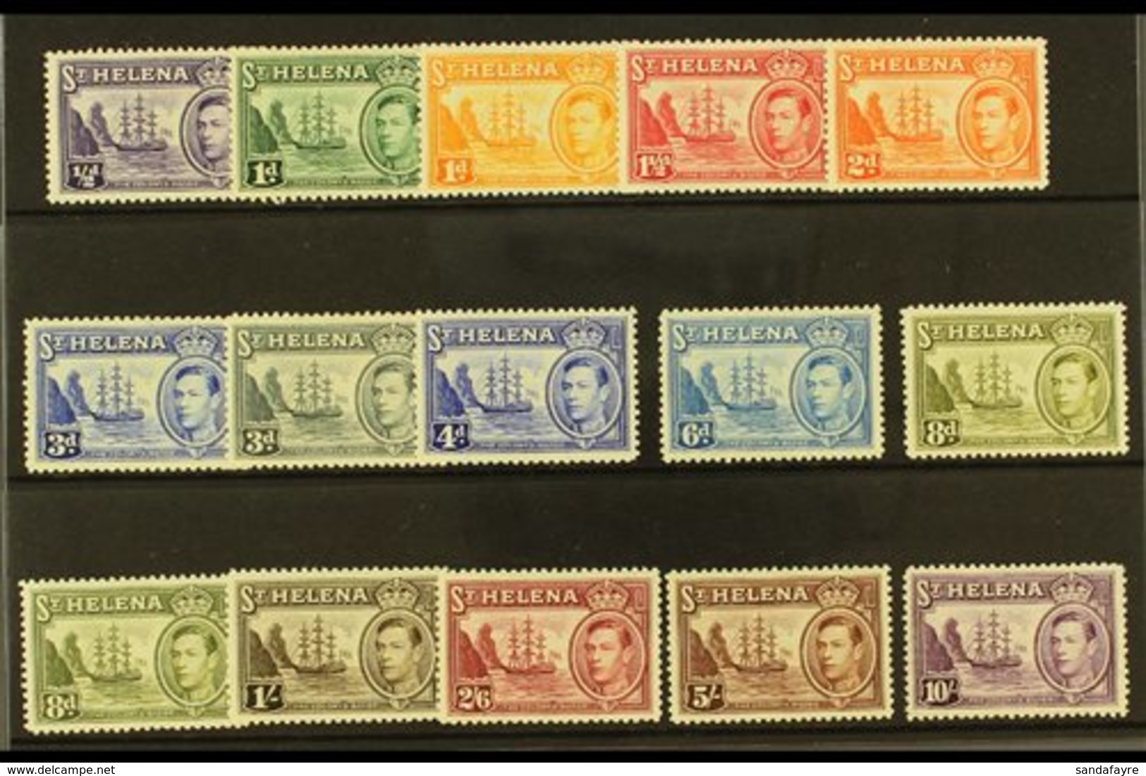 1938-44  Pictorial Definitive Set Plus 8d Listed Shade, SG 131/40, Fine Mint (15 Stamps) For More Images, Please Visit H - Saint Helena Island