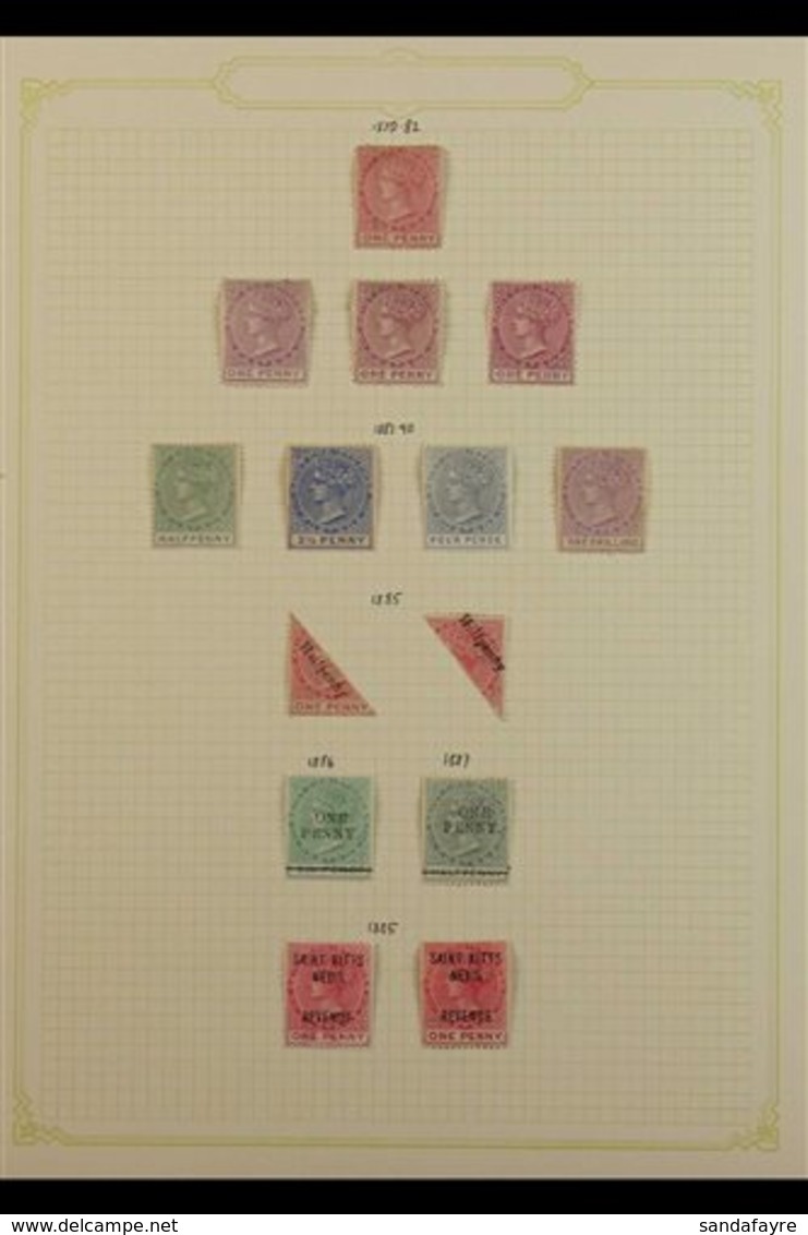 1870-1887 MINT COLLECTION  On A Page, Includes 1870-82 Perf 12½ 1d Dull Rose & 1d Magenta (x3 Shades) Unused, 1882-90 Va - St.Cristopher-Nevis & Anguilla (...-1980)