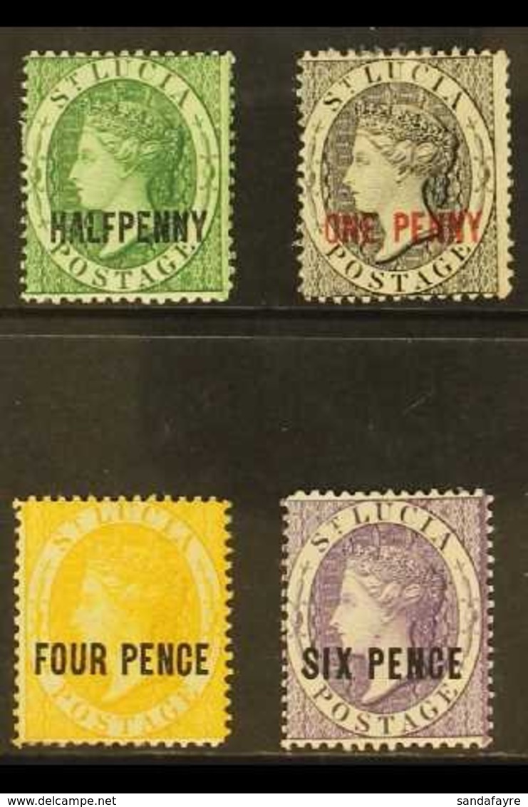 1882-84  ½d Green, 1d Black, 4d Yellow And 6d Violet Surcharges, Perf 14, SG 25/28, Fine Mint With Lovely Fresh Colours. - Ste Lucie (...-1978)